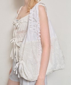 TYPE SERVICE Ruffled Comfy Bag White