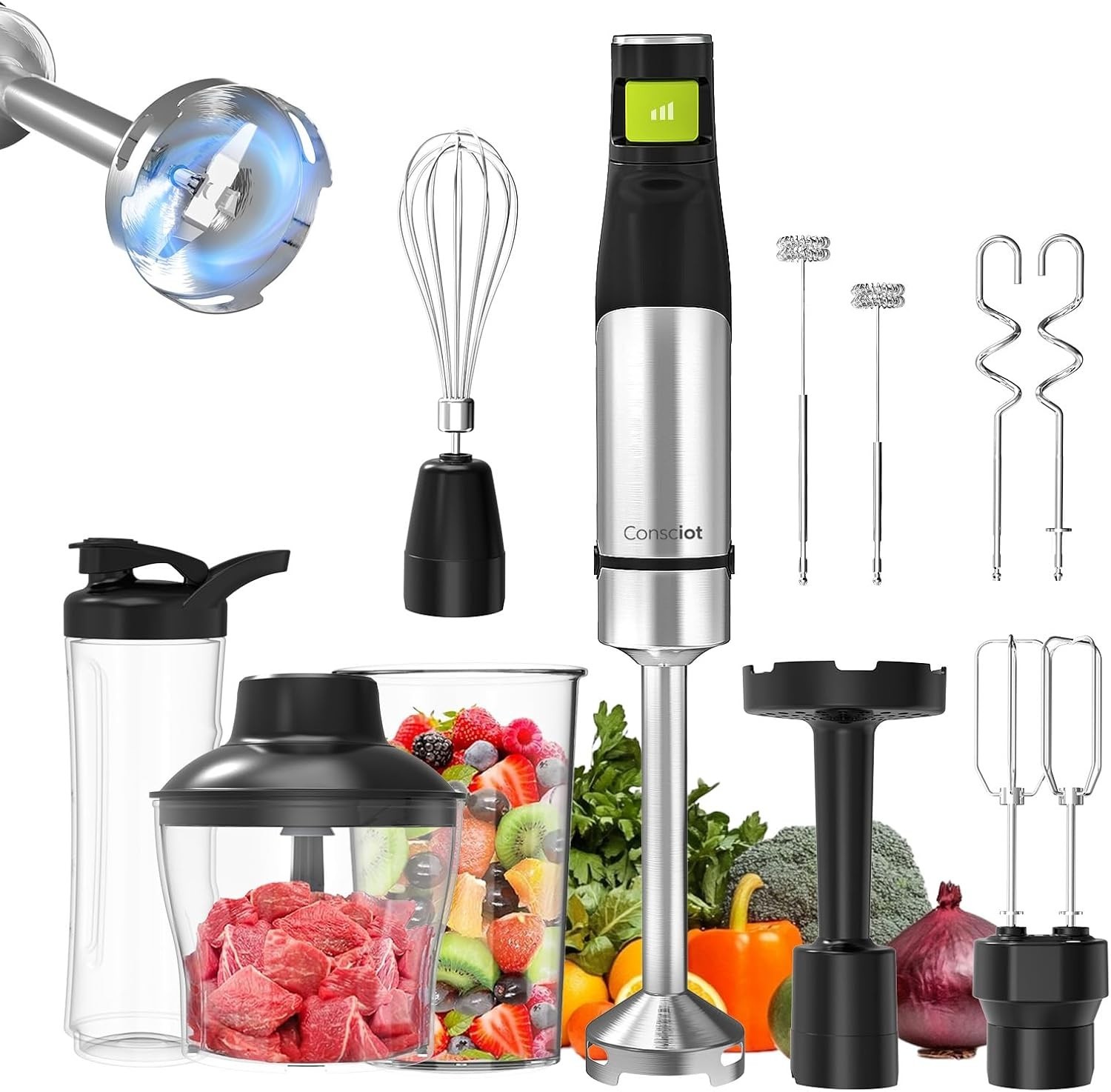10-in-1 Immersion Blender Handheld Max 1100W with Entire Blender