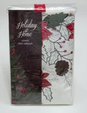 Elrene Poinsettia Cutwork Fabric Holiday Tablecloth 60x84 Oblong