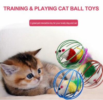 5× Cat Kitten Toy Mouse Mice Cage Ball Interactive Buy MORE SAVE MORE