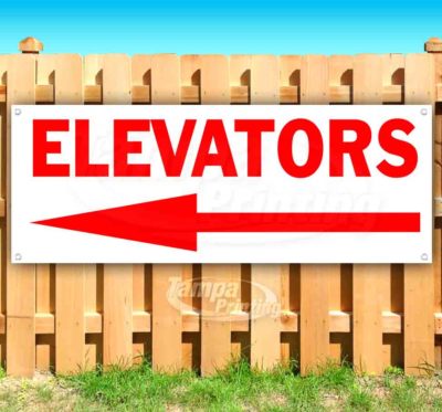 ELEVATORS LEFT ARROW Advertising Vinyl Banner Flag Sign Many Sizes DIRECTIONAL