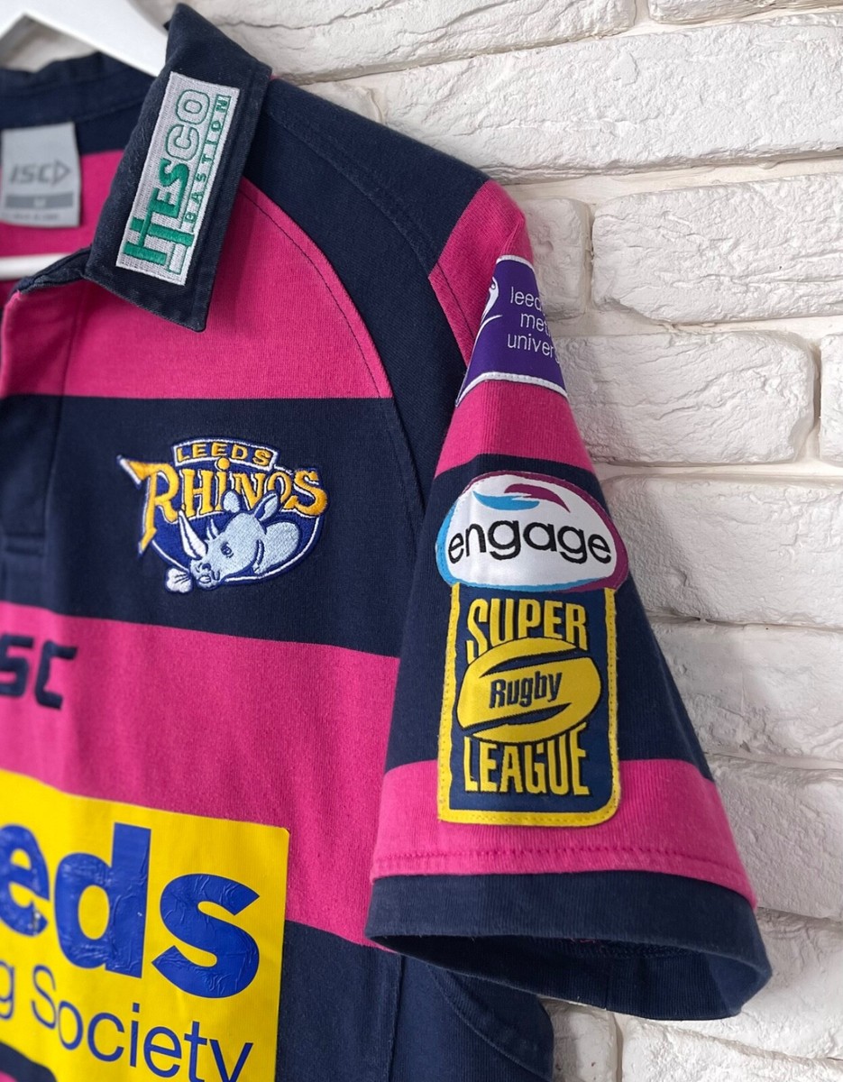 Leeds Rhinos England Vintage ISC Rugby Team Shirt Jersey Men's