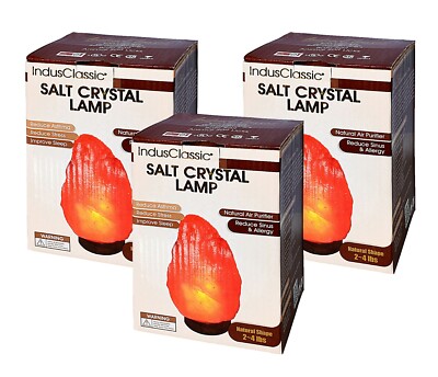 IndusClassic Natural Himalayan Crystal Salt Lamp Air Purifier 2~4 lbs Set Of 3
