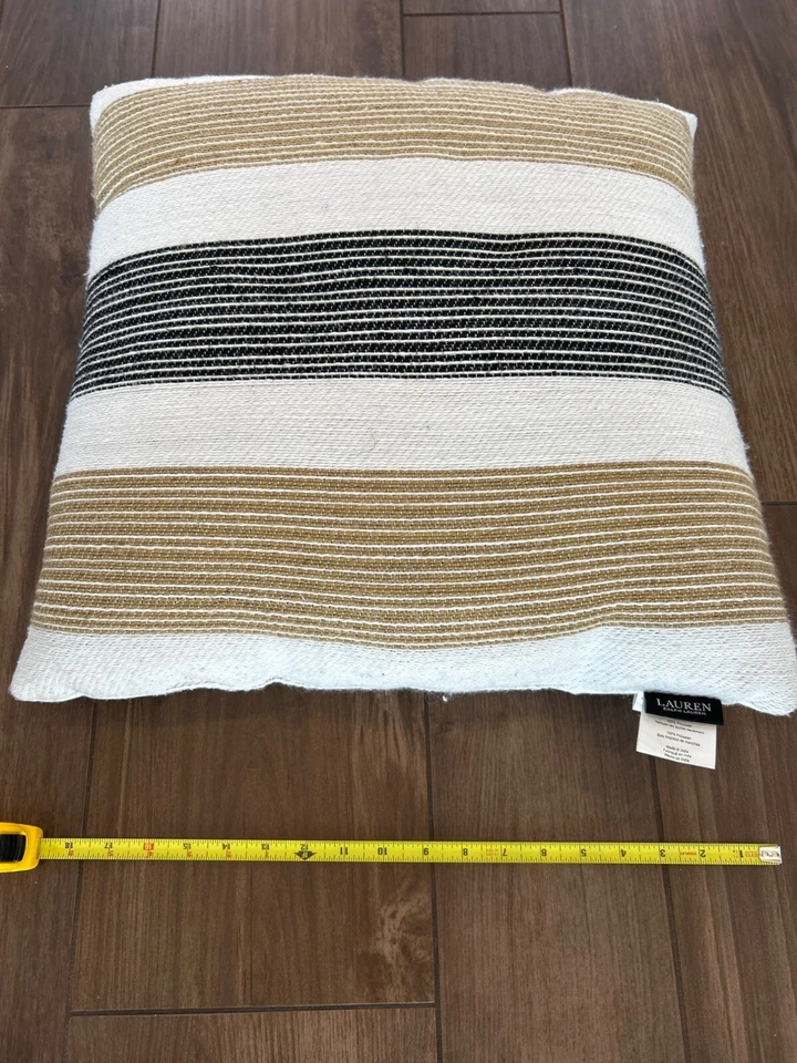 Lauren Ralph Lauren Striped Throw Pillow 19"X19" Set of 2 White Black Beige - Image 4 of 4