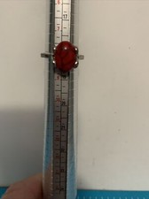 Vtg Sterling Silver Ring With Red Onyx Stone. Sz 8