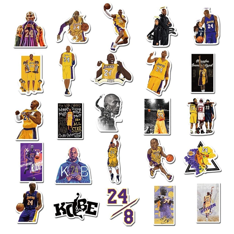 50 Pcs Kobe Bryant Lakers Vinyl Stickers Basketball Decal Set Skateboard/Laptop - Image 2 of 4