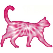 "Pink  Black" Temporary Tattoo, Tie-Dye Cat, Pink Feline, Made in USA