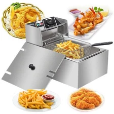 ZOKOP 6L 6.3QT Electric Deep Fryer Commercial Tabletop Restaurant Fry Basket New