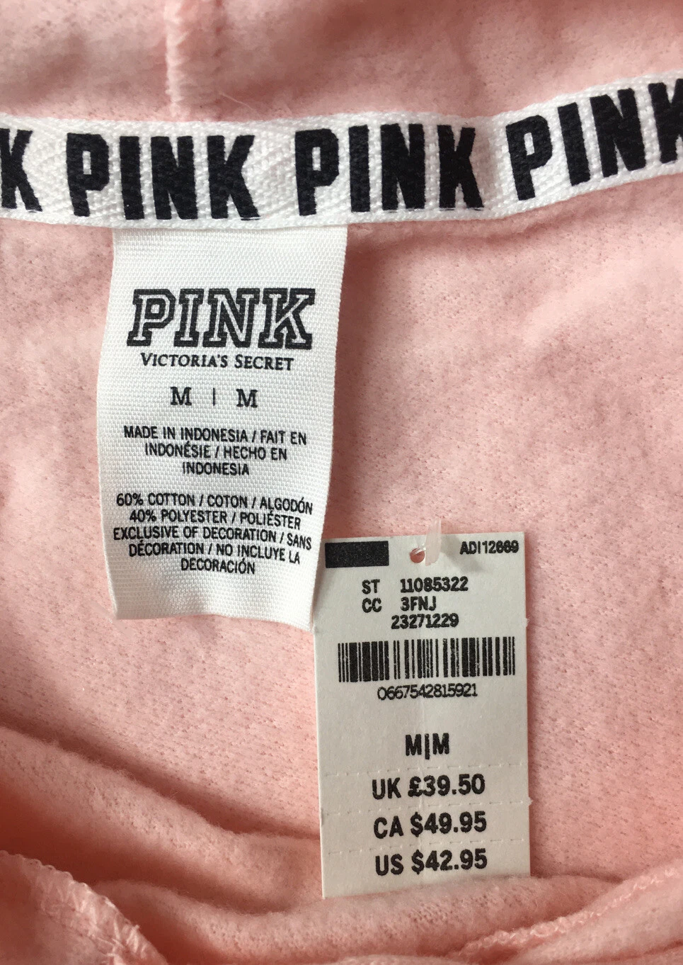 UNDERCOVER VICTORIA'S SECRET PINK Long Sleeved Hoodie Sweater Size M