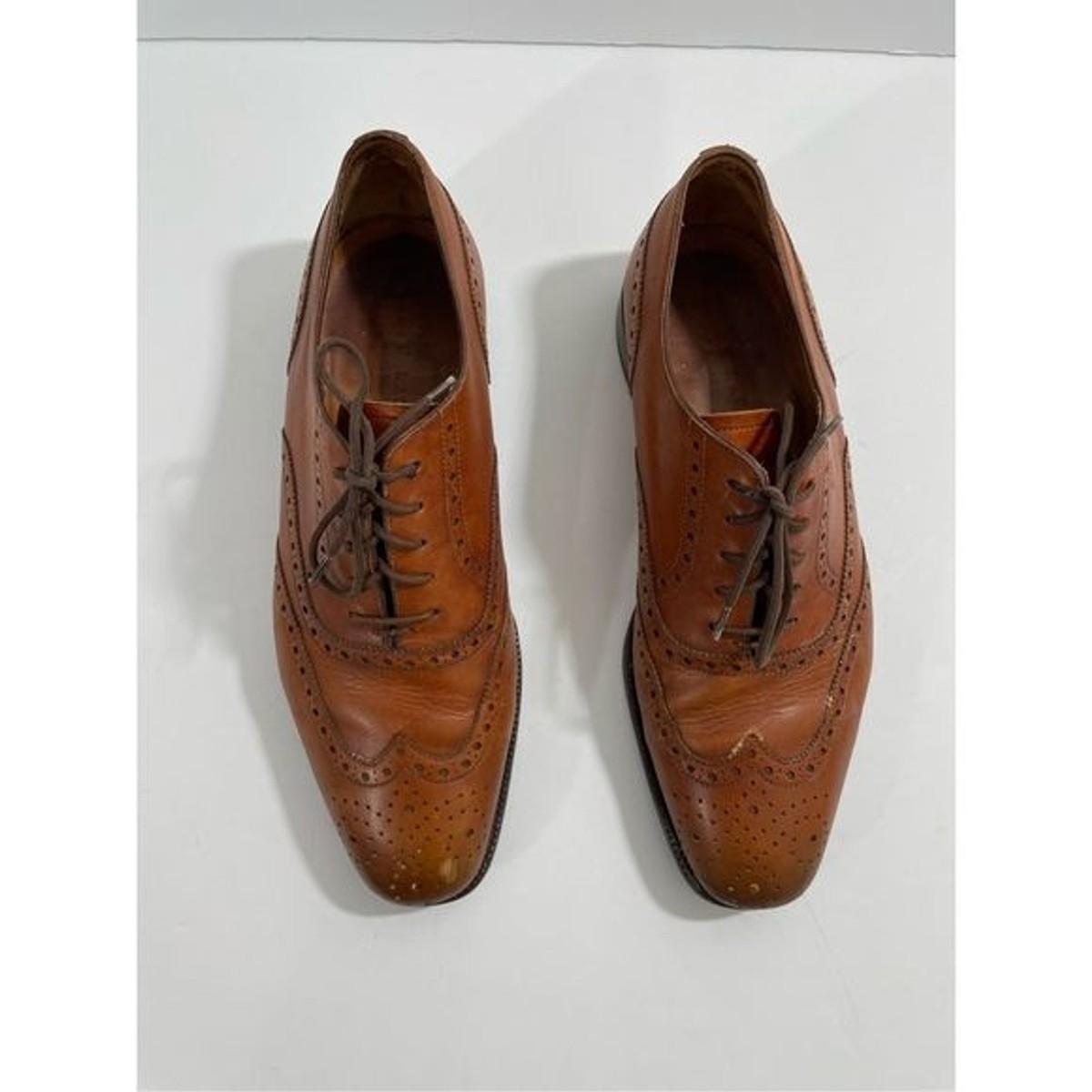Polo Ralph Lauren Mens Oxford Shoes 13D Brown Brogue Wingtip Made in Italy Vintage POLO by RALPH LAUREN Brown & White Wingtips  main image 4