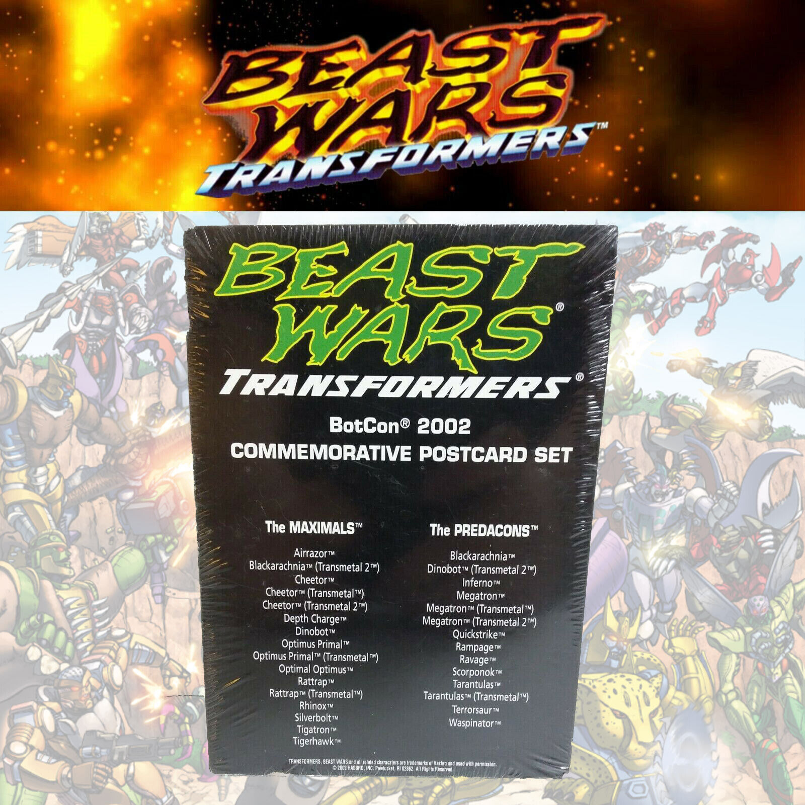 Beast Wars Transformers BotCon 2002 Commemorative Postcard Set MISP 30pc
