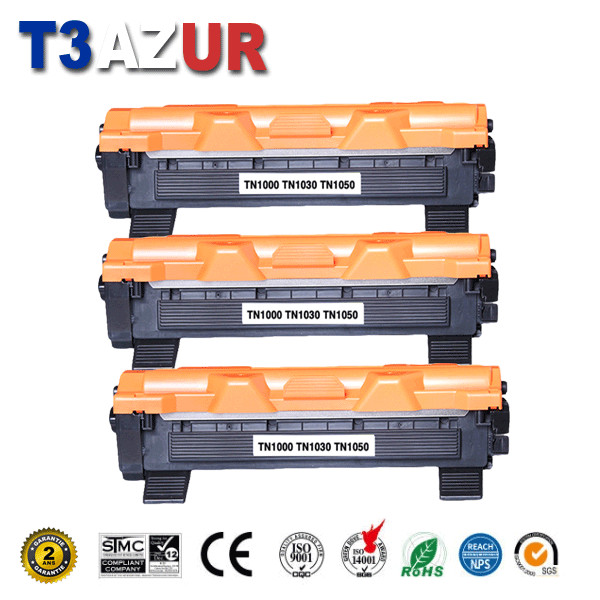 Toners TN1050 compatibles Brother pack de 3 cartouches d'encre noire économiques