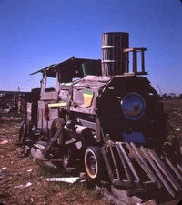 Vintage Stereo Realist Photo 3D Slide WOODEN TRAIN Oakland Mud Flats CA