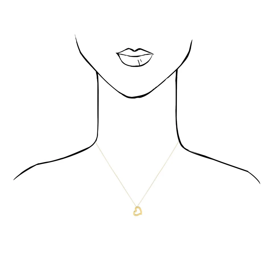 Colgante Corazón Abierto Cuerda Oro 14K Amarillo, Blanco, Rosa con Cadena 18" Foto 2 de 4