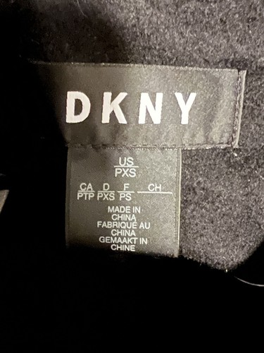 DKNY Women's Faux-Fur-Pocket Walker Coat Black Wool Blend Petite Extra Small NWT - Picture 8 of 11