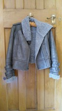Marc New York Andrew Marc Womens Faux Suede Shearling Jacket Taupe [xs]
