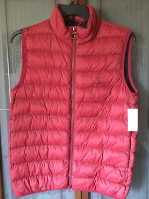 Nwt $179 Barbour Red Down Puffer Askham Zip Up Logo Gilet Vest Jacket Men M