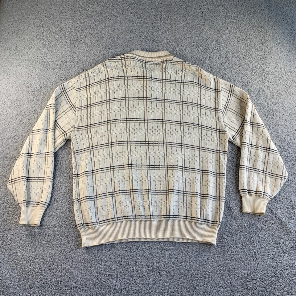 Suéter De Colección Eslabones De Ciprés Para Hombres XLT Alto A Cuadros Grueso Tejido EE. UU. Golf Marfil NUEVO Foto 2 de 4