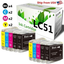 10PK LC51 LC-51 Ink Cartridge for MFC-885CW FAX-2480C Printer 4B2C2M2Y 