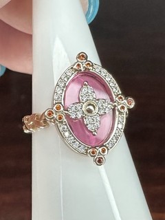 Bomb Party Ring Retro Bella Amore Cranberry Glass Size 7 Rose Gold Plated