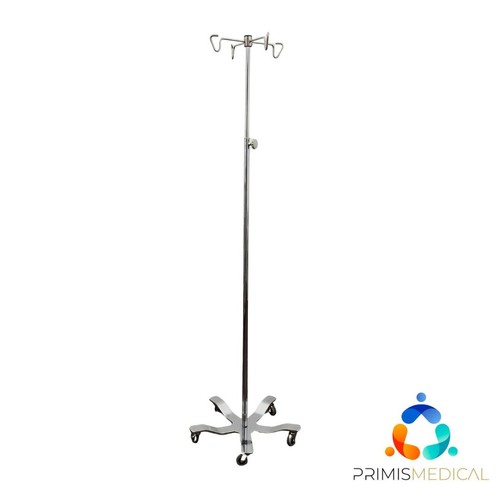 Stainless Steel IV Pole 5-Leg 2" Casters