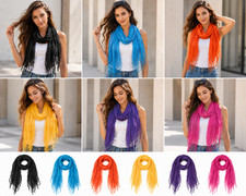 Women Solid Color Scarf Lightweight Beach Shawl Wrap Elegant Scarves