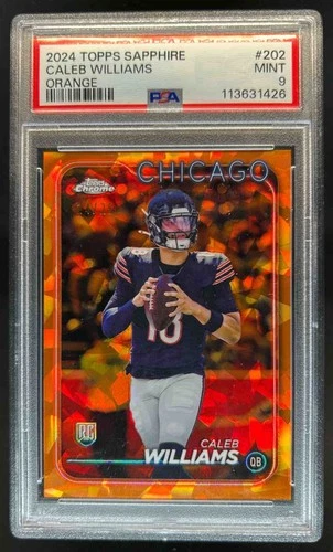2024 Topps Chrome Sapphire Edition Caleb Williams RC Orange Refractor #/25 PSA 9