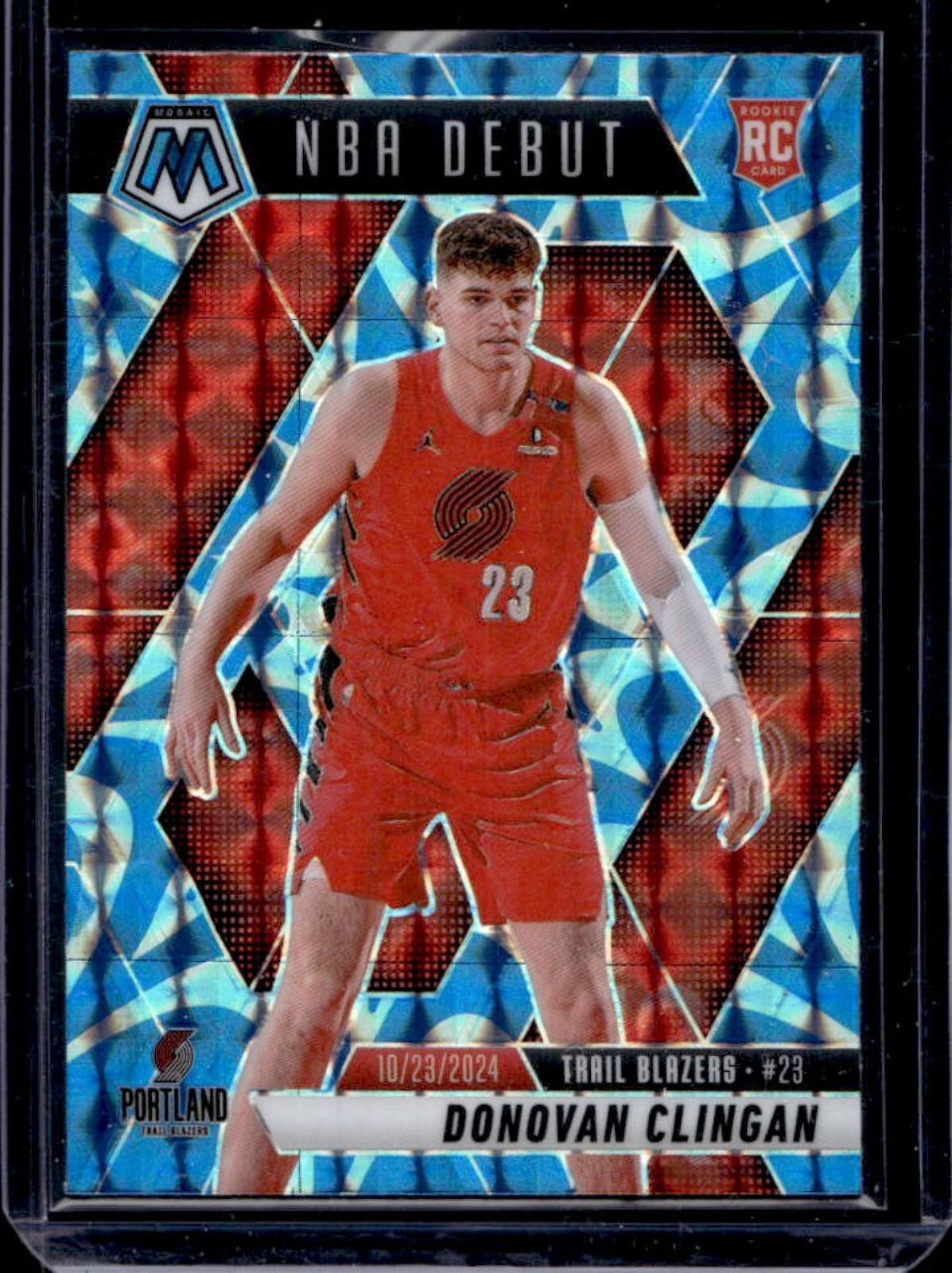 2024-25 Mosaic Donovan Clingan RC Reactive Blue NBA Debut #261 Trail Blazers