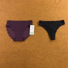 Chantelle Womens OS Purple Black SoftStretch Seamless Bikini Thong Panty Set New