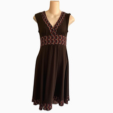 Vintage Candies Womens Y2K Babydoll Dress Size Small Preppy Brown Geometric
