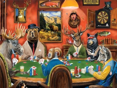 QUICKDRAW 1000 Stück Tiere Glücksspiel & Spielen Texas Hold-Em' Poker Night Puzzle