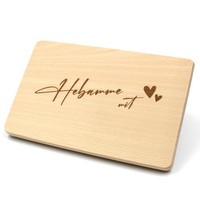 FrüHstüCksbrettchen Mit Laser Gravur 23,5X15Cm Buchenholz 09 Hebamme Mit Herz