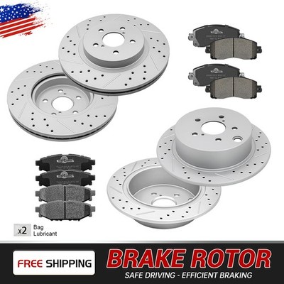 Front Rear Drilled Brake Rotors Brake Pads Kit for Subaru Impreza