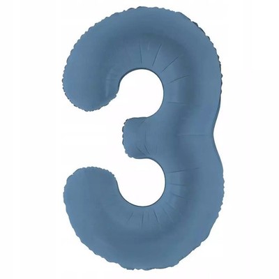 5904555076259 Balon foliowy ''Cyfra 3'', granatowy matowy, PartyDeco, 34'', DGT Par