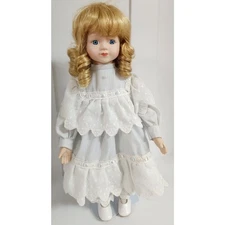 Seymour Mann Porcelain Doll 16" Blonde Lace Dress Vintage Connoisseur Collection