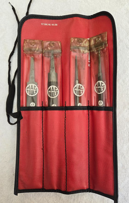 Mac Tools 4pc 8'' File Set No. SCBF 4K USA With Roll Kit Bag No.KB 206 Used