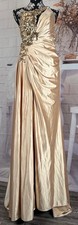 Ladivine Cinderella Divine Champagne Gold Sequins Asymmetrical Neckline Dress 10