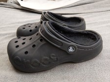 Crocs Shoes Mens Size 5 Womens Size 7 Black Fuzzy Lined Clog Slip On Comfort