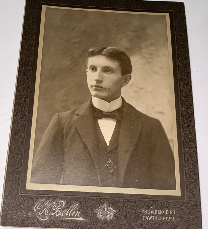 Rare Antique ID'd J&P Coats Co. Employment Manager Frank Bacon RI Cabinet Photo!