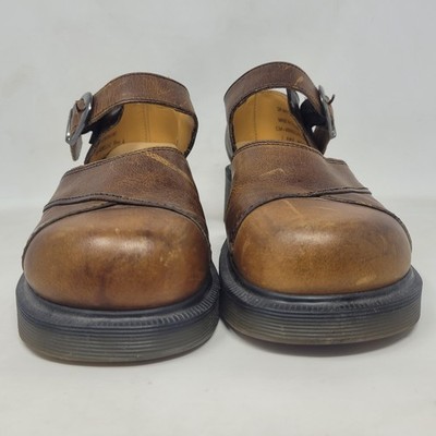 VTG Dr Martens Heels UK4 US6 Brown Leather Mary Jane Chunky