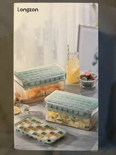 Longzon Mini Ice Cube Tray With Lid and Bin For Freezer