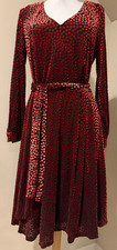 CALVIN KLEIN Womens Red & Black Velvet Detail Dress - Sz 4