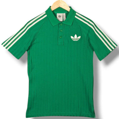 Adidas Adicolor 70s Poloshirt Herren XS Grün Retro Trefoil T-Shirt Weiß Streifen