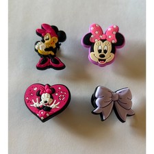 Lot of 4 - Minnie Mouse Disney Croc Jibbitz Shoe Charms Pink Purple Bow