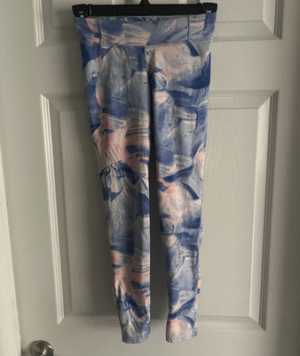 Champion Girls Abstract Activewear Leggings M (7-8) Blue Pink White Pull-On