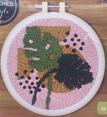 New Hand Stitched Style Punch Needle Kit MONSTERA #90752 Tropical Nature Leaves