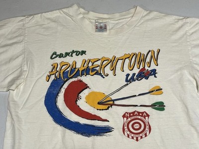 vtg US Olympic Training Center Archery Single Stitch USA Made Shirt White Large