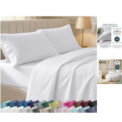 Durable King Size Sheets - 400 TC Cotton with Deep Pockets and 4 Pillowcases