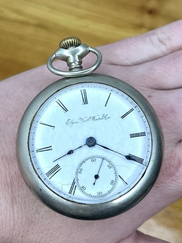 Antique 1890s Elgin Open Face Grade 74 Sz 18s 11J Model 5 Silver Pocket Watch