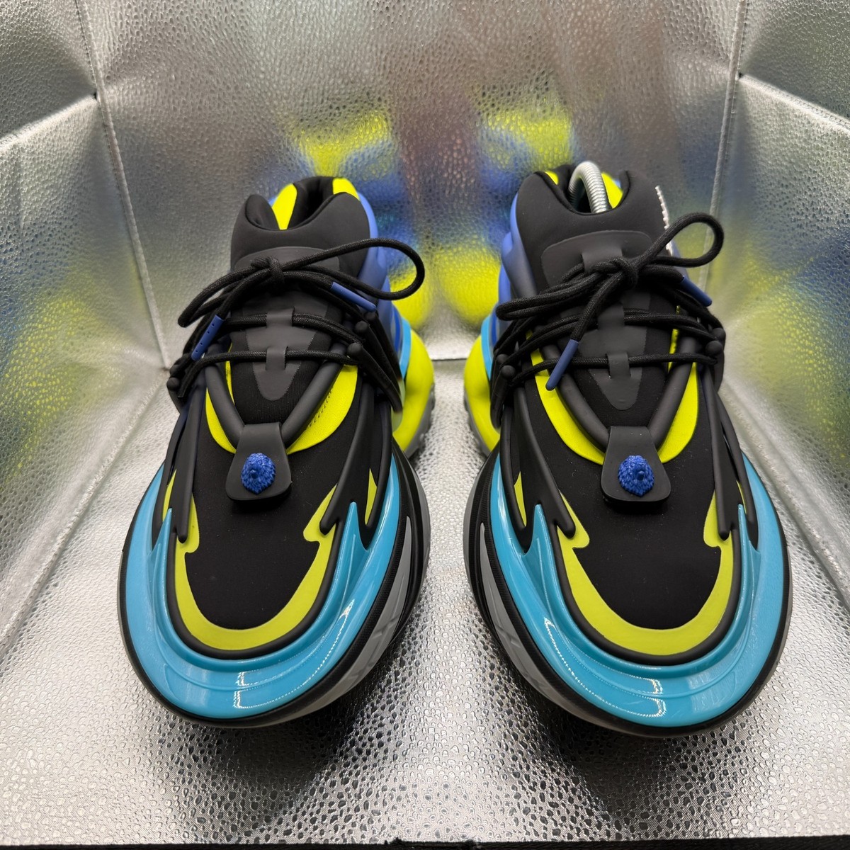 Size 12 Balmain Unicorn Low Top Chunky‎ Blue Black Yellow Mens Athletic Sneakers Leather Balmain Shoes Neiman Marcus Shop Air Max Unicorn  main image 3